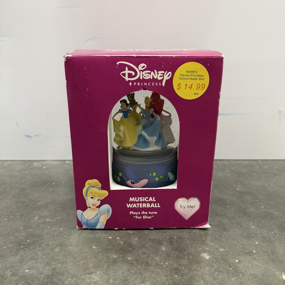 NEW Vintage Enesco Disney Enchanted Princess Musical Water Snow Globe Fur Elise